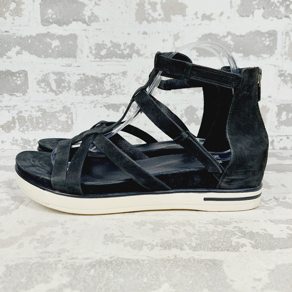 NEW Eileen Fisher Sporty Black Suede Sneaker Sandals W987